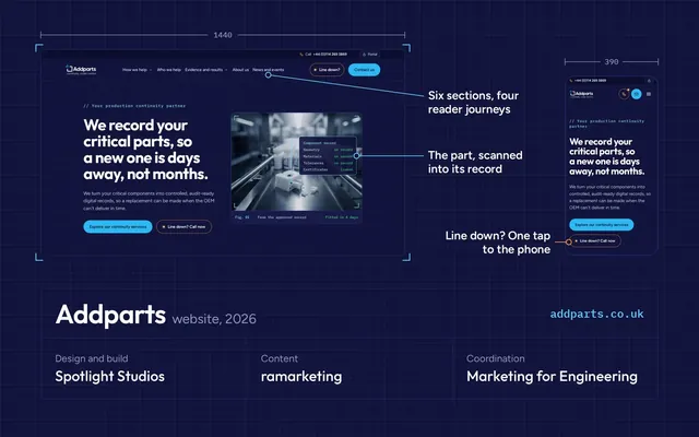 Addparts website designed by Spotlight Studios